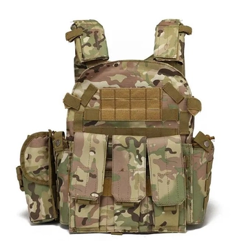 Жилет тактический военный плитоноска / разгрузка Tactical Vest A64 Molle мультикам камуфляж
