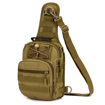 Сумка-рюкзак тактична військова через плече Protector Plus X202 система Molle 5л wolf brown