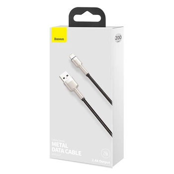 Кабель BASEUS Lightning Cafule Series Metal Data Cable |2M, 2.4A| (CALJK-B02) black