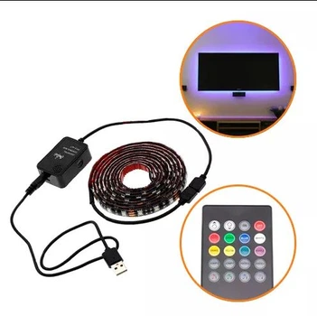LED RGB 2м лента подсветки ТВ с пультом д/у, USB, датчиком звука