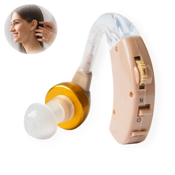 Усилитель слуха для пожилых людей "Axon F-136" Бежевый, заушной слуховой аппарат для слабослышащих (1009547-Beige)