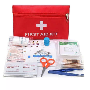 Аптечка первой помощи универсальная "First aid kit" Красная 14х20см, аптечка медицинская с наполнением (1009622-Red)