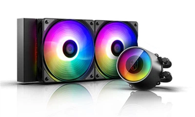 Система водяного охлаждения DeepCool Castle 240RGB V2 (DP-GS-H12AR-CSL240V2), Intel: LGA2066/2011-v3/2011/1151/1150/1155/LGA1366, AMD: TR4/AM4/AM3+/AM3/AM2+/AM2/FM2+/FM2/FM1, 282x120x27 мм, 4-pin