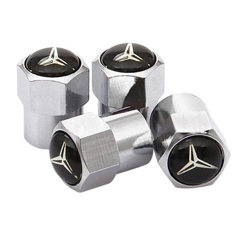 Защитные колпачки на ниппель колес для автомобиля Мерседес Short Silver Mercedes, 4 шт (670080)