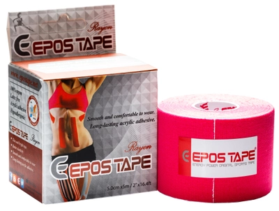 Кинезио тейп EPOS TAPE Rayon 5 см х 5 м (вискоза) розовый