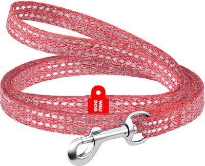 Поводок для котов и мелких пород собак Collar WAUDOG Re-cotton из восстановленного хлопка светоотражающий XS 200х1 см Красный (16443Collar)