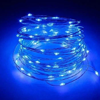 Длинная LED гирлянда | Длина 3 метра | Голубая | На батарейках (2хАА) + USB