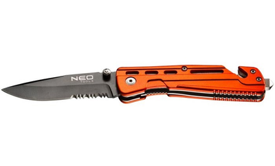 Нож складной Neo tools с фиксатором, с лезвием для разрезания ремня
