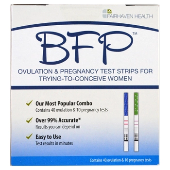 Тесты на беременность и овуляцию, Ovulation & Pregnancy Test Strips, Fairhaven Health, 40 и 10 шт (FHH-00051)