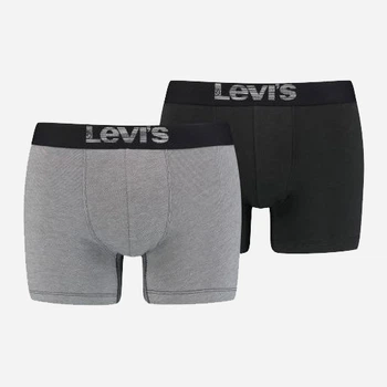 Zestaw majtek męskich typu bokserki bawełnianych 2 szt Levi's Opt Ill Boxer Brief Org Co 701203921-007 M Szary/Czarny (8720245183635)