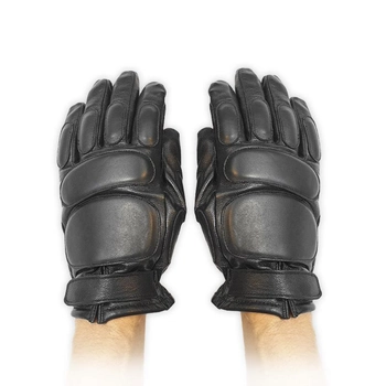 Тактические кожаные зимние перчатки на флисовой подкладке GlovesUA мод.312-б Черный 8.5