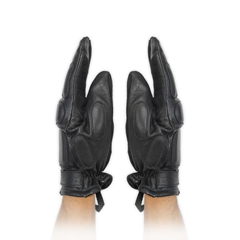 Тактические кожаные зимние перчатки на флисовой подкладке GlovesUA мод.312-б Черный 8.5