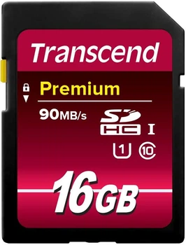 Карта памяти SDHC 16GB UHS-I Class 10 Transcend Premium (TS16GSDU1)