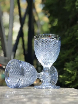 Набір келихів для вина із кольорового скла Glassware 6 шт 300 мл Блакитний (Сітка) 5280С