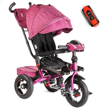 Дитячий триколісний велосипед колясочного типу Best Trike 6088 F - 355-39 з батьківською ручкою та поворотним сидінням, надувними колесами Темно-рожевий