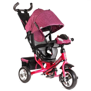 Дитячий триколісний велосипед-коляска з батьківською ручкою Best Trike 6588 / 75-415 колеса зі спіненої гуми, з музикою та світлом, Бузково-рожевий