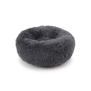 Лежак-пуф Taotaopets 552201 M Dark Grey для котів собак круглий лежанка