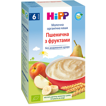 Молочна органічна каша Пшенична з фруктами HIPP від 6 місяців 250 гр