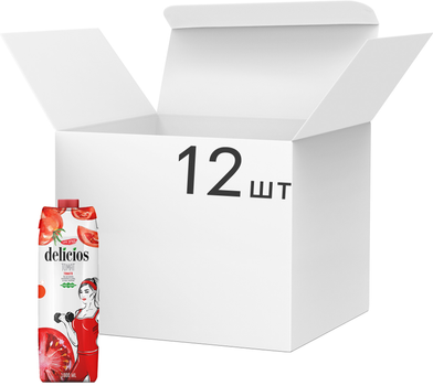 Упаковка соку Delicios Томатний з м'якоттю та сіллю 1 л х 12 шт (4840748006355)