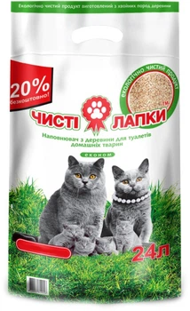 Наповнювач універсальний для котів, гризунів Чисті лапки Економ Деревний усмоктувальний 6 кг (24 л) (4820137810046)