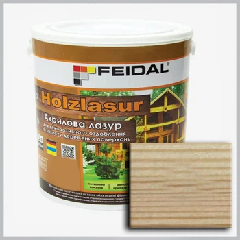 Акриловая лазурь Holzlasur Feidal (бесцветная) 2.3л