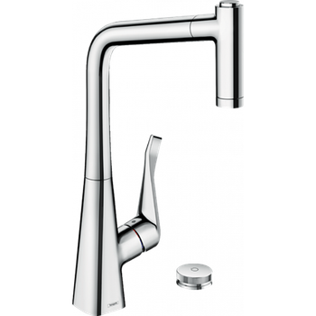 Смеситель для кухни Hansgrohe Metris Select 320 2jet Sbox с вытяжным изливом хром 73806000