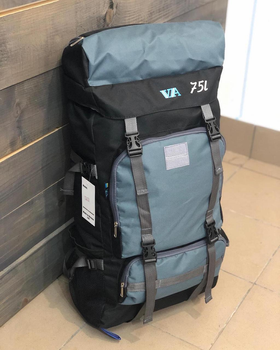 Універсальний рюкзак тактичний 75 літрів, військовий водовідштовхувальний рюкзак із щільної тактичної тканини чорно-синій