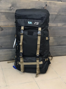 Универсальный рюкзак тактический 75 литров, военный водоотталкивающий рюкзак из плотной тактической ткани черный
