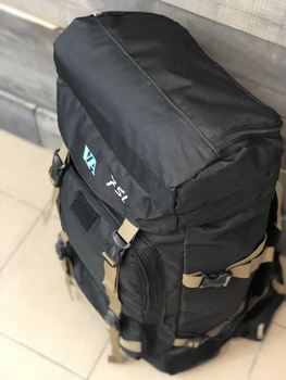 Универсальный рюкзак тактический 75 литров, военный водоотталкивающий рюкзак из плотной тактической ткани черный