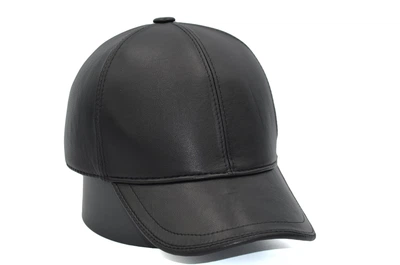 Утеплена бейсболка Fashion натуральна шкіра чорна 56-60 см (F 0419-745)