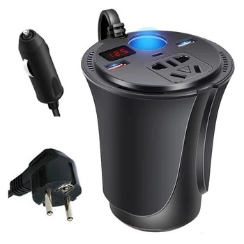 Автомобильный Инвертор Glass 09-C (Стакан) 12v-220v 150W Ватт Преобразователь тока для Машины, Автомобиля Авто, A1-Tech