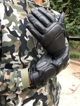 Перчатки зимние тактические из кожи на флисовой подкладке GlovesUA мод.312-б Черный 10,5