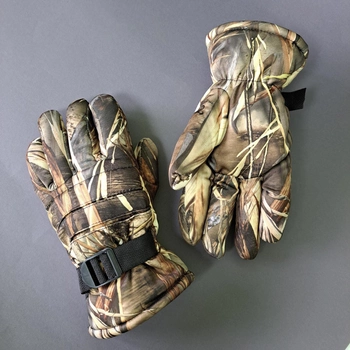Чоловічі рукавички зимові тактичні для зимової риболовлі полювання на штучному хутрі Tactical Камуфляж ліс (9222)