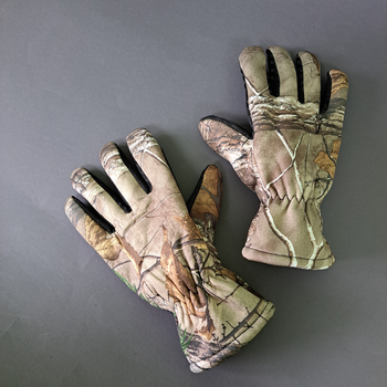 Чоловічі рукавички зимові тактичні для зимової риболовлі полювання на флісі Tactical Камуфляж ліс (9229)