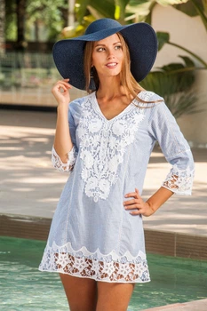 Велика пляжна туніка з вишивкою Fresh Cotton 1338 F-2c 50(XXL) Смугастий