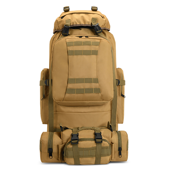 Большой рюкзак тактический армейский туристический Armory Tacal-A4-Sand для ЗСУ, военный, универсальный на 100л с дождевиком Песочный