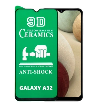 Противоударная защитная пленка Ceramics для Samsung A325 Galaxy A32 (2021) Full Glue (0.3 мм, 9D) черная