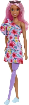 Кукла Барби Модница с протезом Barbie Fashionistas Doll Prosthetic Leg, Pink Hair 189 (HBV21)