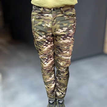 Брюки тактические флисовые, размер M, Мультикам, утепленные брюки для военных на флисе