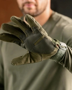 Тактические перчатки Combat военные с усиленной ладонью Хаки XL