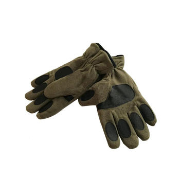 Армейские двухслойные теплые флисовые перчатки для военных и зсу Зеленые хаки