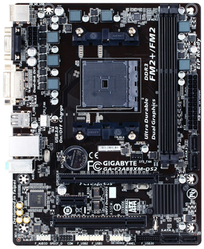 Материнская плата Socket FM2+ GIGABYTE GA-F2A88XM-DS2 с USB 3.0, SATA 3 ( sFM2+ / FM2, DDR3, AMD A88X , PCI-Ex16 ) Б/У