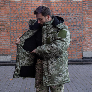 Куртка зимова військова на флісі Grifon ПЛП-322 Піксель ЗСУ плащівка 48 розмір