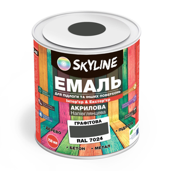 Емаль для підлоги акрил-поліуретанова SkyLine Графітовий RAL 7024 0.75 л
