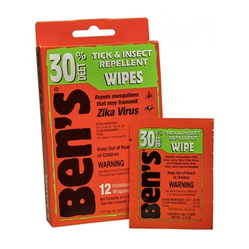 Серветки від комарів і кліщів Ben's Insect Repellent Wipes 30%