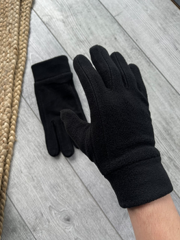 Мужские флисовые утепленные перчатки черные VanchoMade