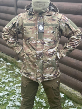 Куртка зимова подовжена тактична військова мультикам Soft Shell Single Sword для ЗСУ XL