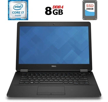 Ультрабук Б-класс Dell Latitude E7470 / 14" (2560x1440) IPS Touch / Intel Core i7-6600U (2 (4) ядра по 2.6 - 3.4 GHz) / 8 GB DDR4 / 256 GB SSD / Intel HD Graphics 520 / WebCam / HDMI / Windows 10 б/у