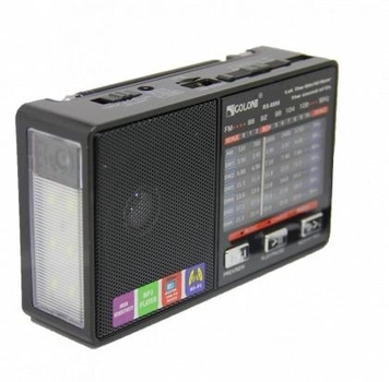 Портативный радиоприемник с фонариком ФМ приемник на батарейках АА или батарея BL-5C USB MP3 Golon RX-8866 Черный