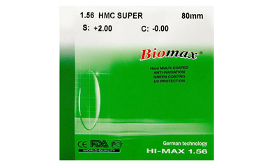 Полімерна лінза BIOMAX Super Ind. 1,56 Ø80 (+0,0 / +4,0)